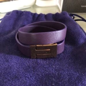 Tory burch purple gold leather wrap bracelet